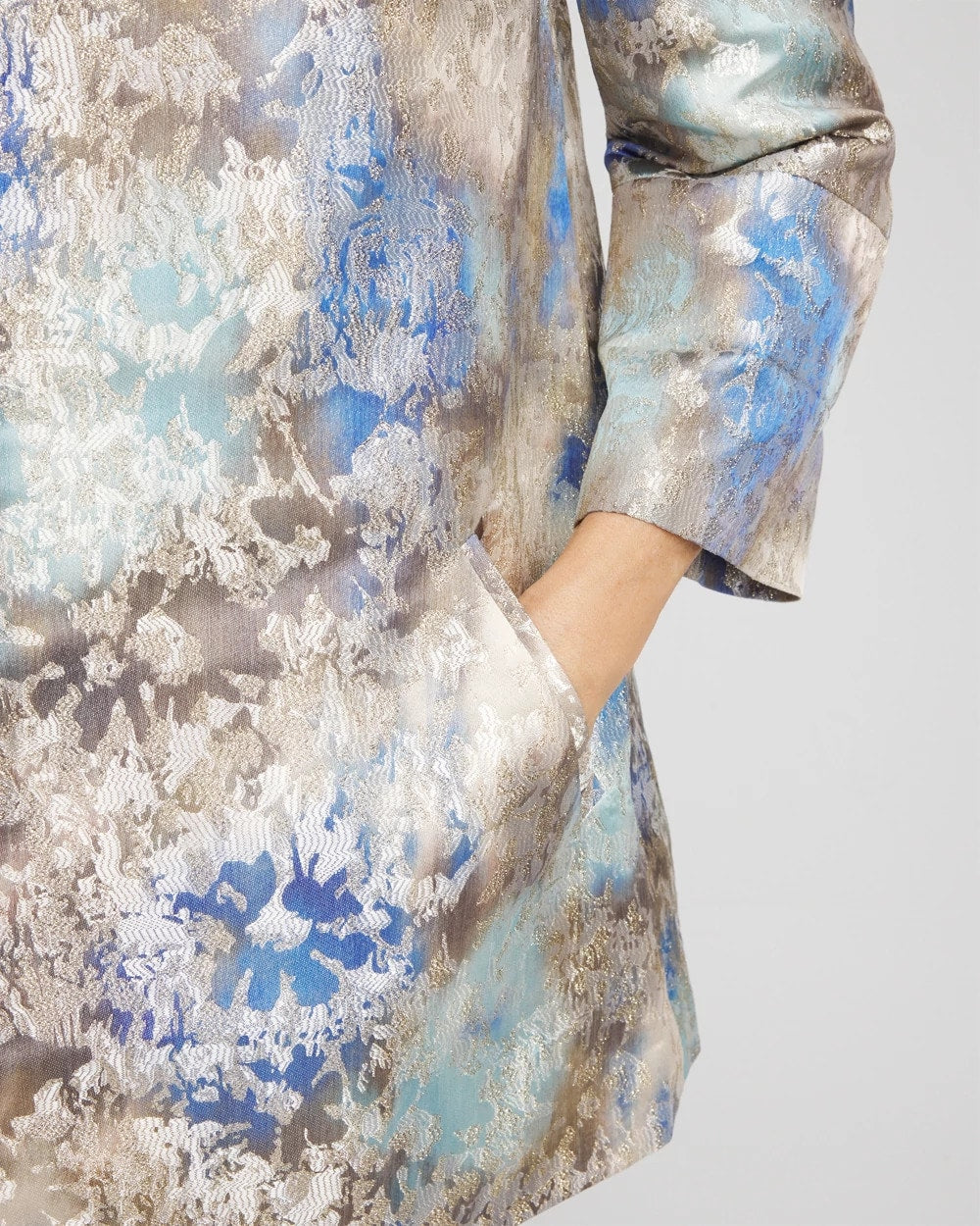 Chico's Outlet Walnut Travelers™ Collection Watercolor Jacquard Jacket