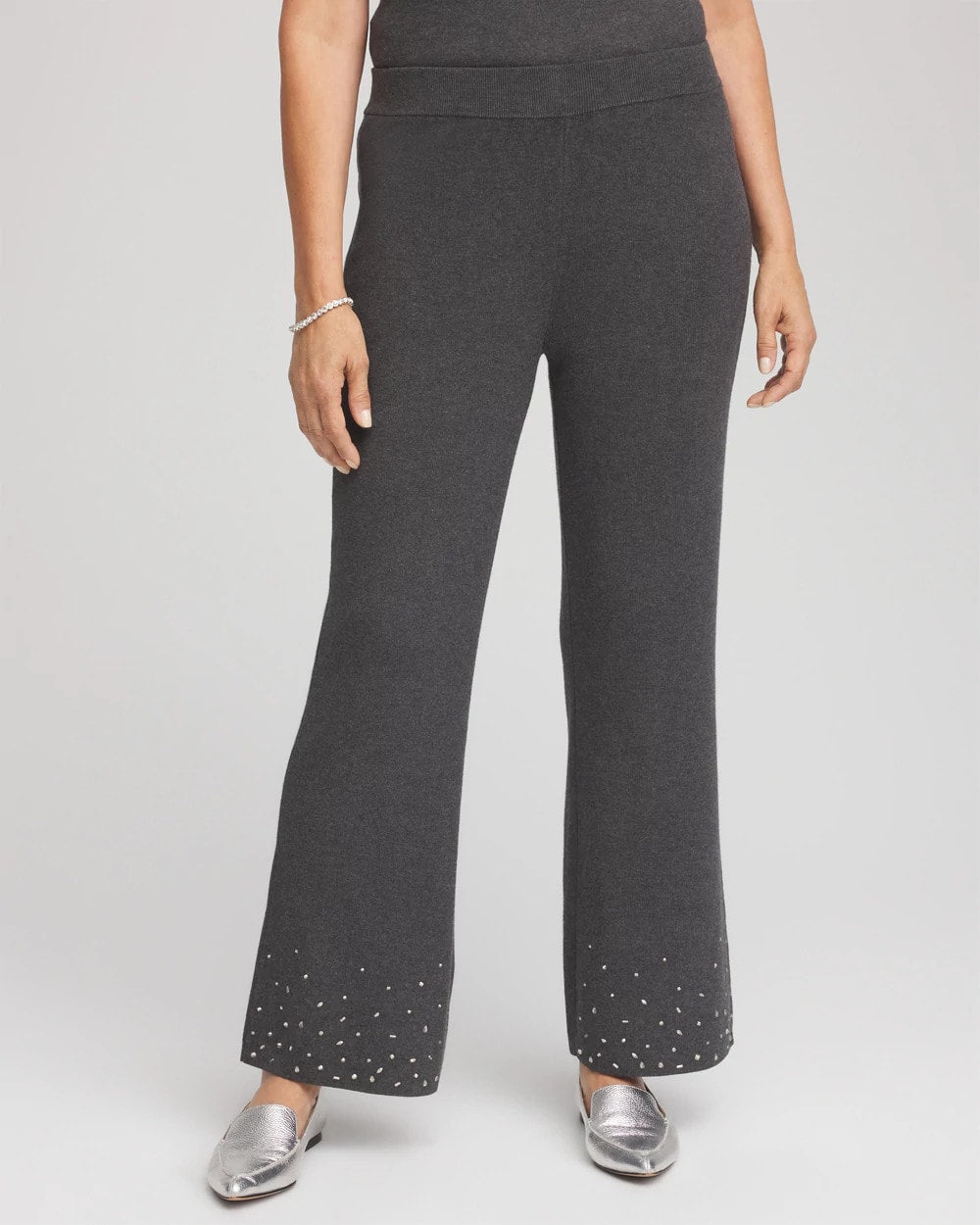 Chico's On Sale Graphite Gray Travelers™ Embellished Straight-Leg Pants