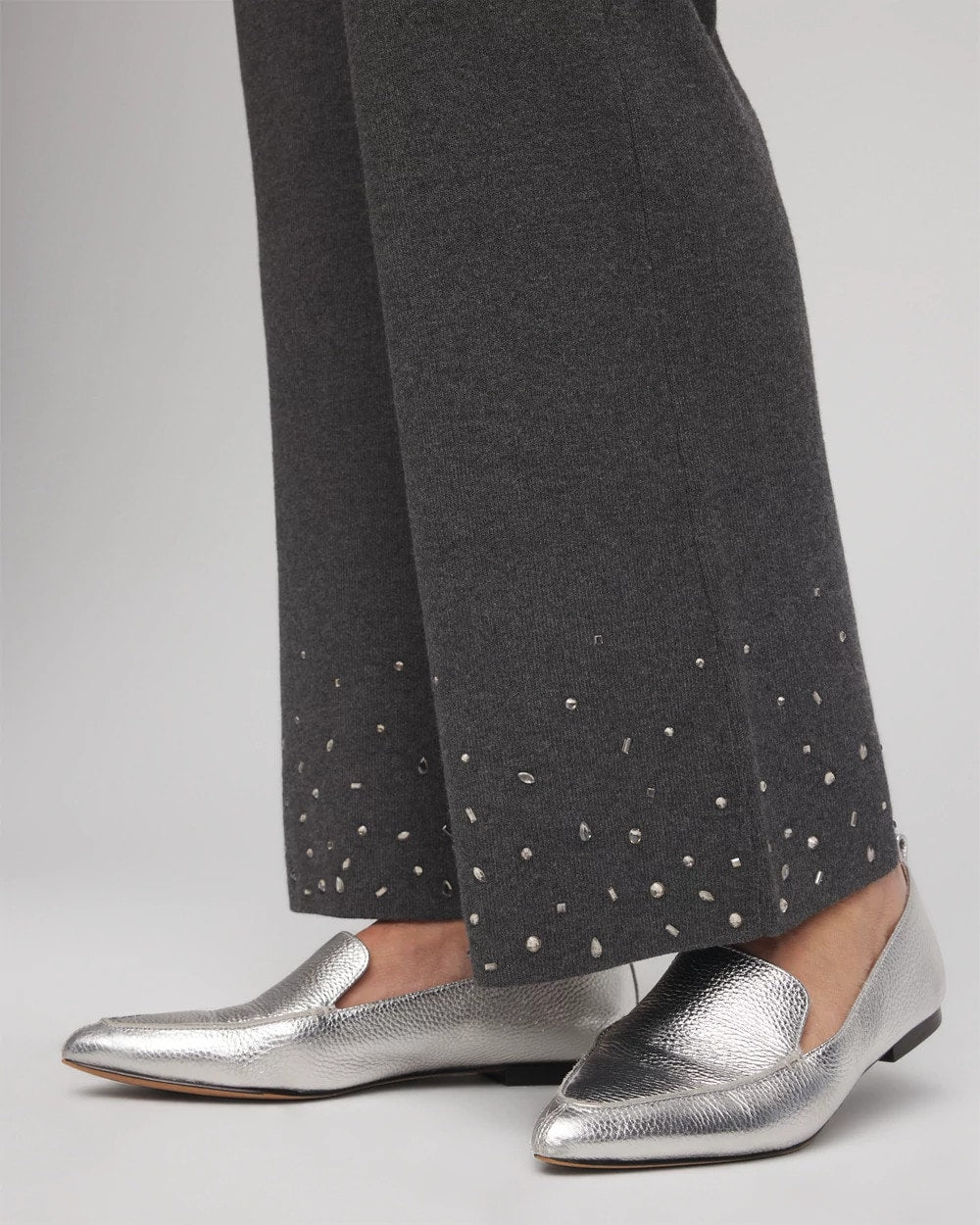 Chico's On Sale Graphite Gray Travelers™ Embellished Straight-Leg Pants