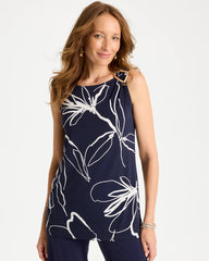 Chico's Online Passport Blue Travelers™ Knit Botanical Jeweled Tunic