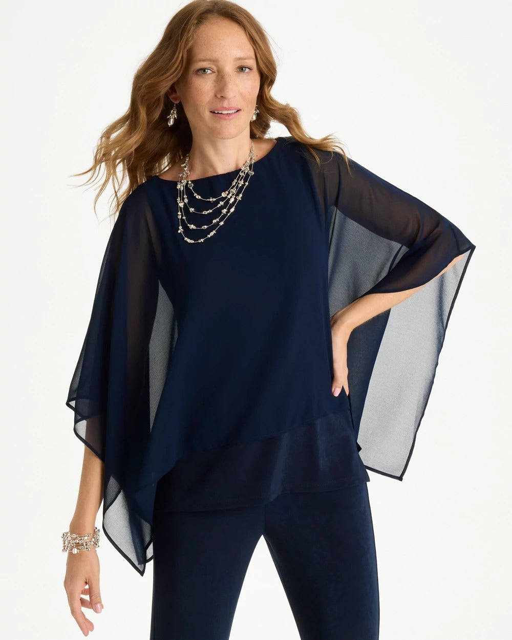 Chico's Discount Travelers India Ink Travelers™ Chiffon Layered Top