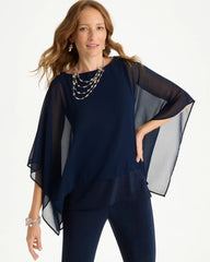 Chico's Discount Travelers India Ink Travelers™ Chiffon Layered Top