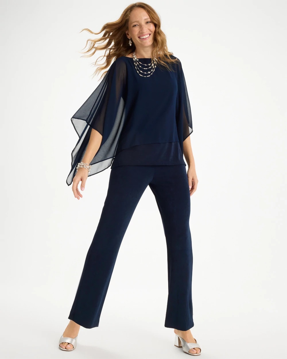 Chico's Discount Travelers India Ink Travelers™ Chiffon Layered Top
