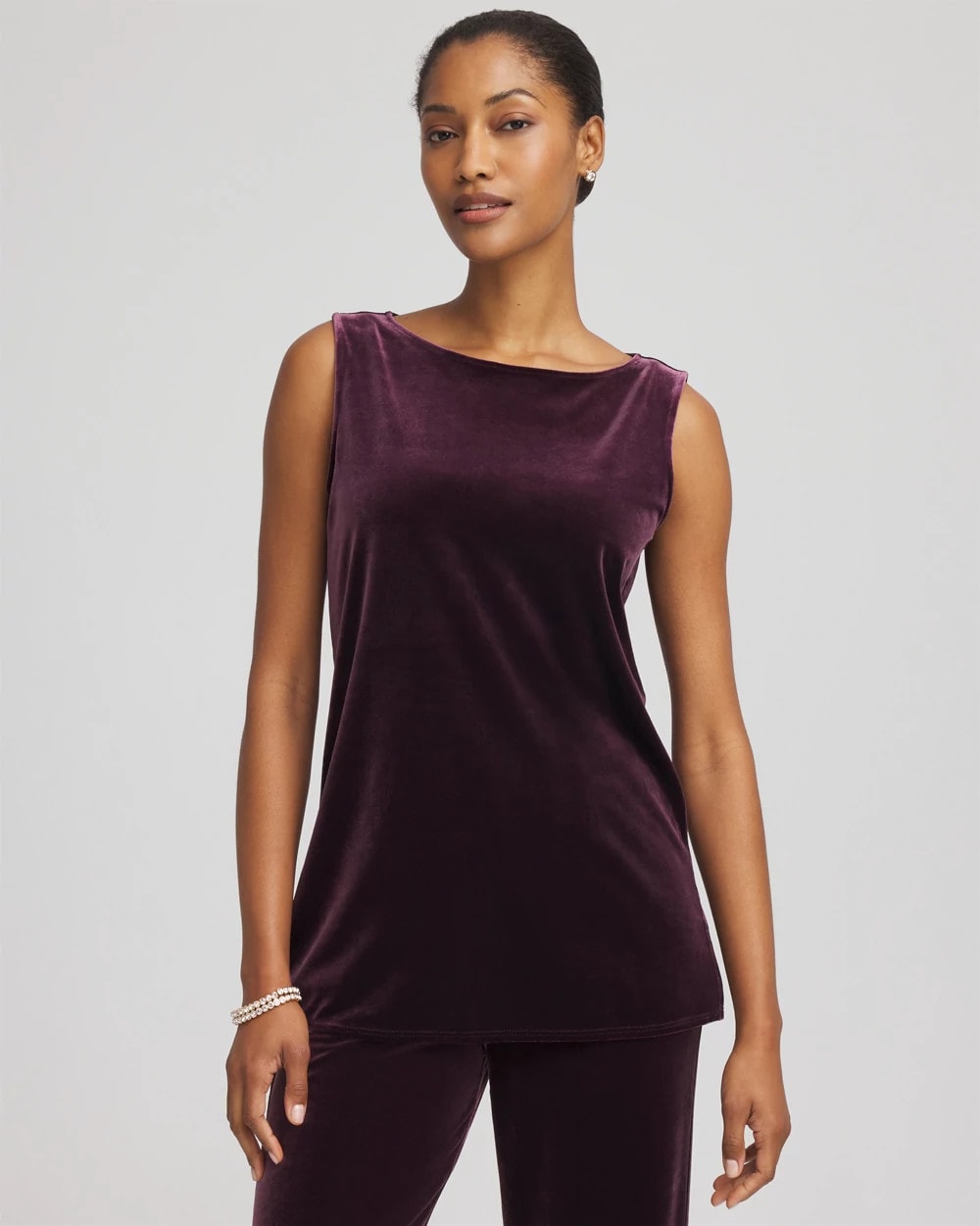 Chico's Sale Night Bloom Travelers™ Velvet Side-Slit Tank
