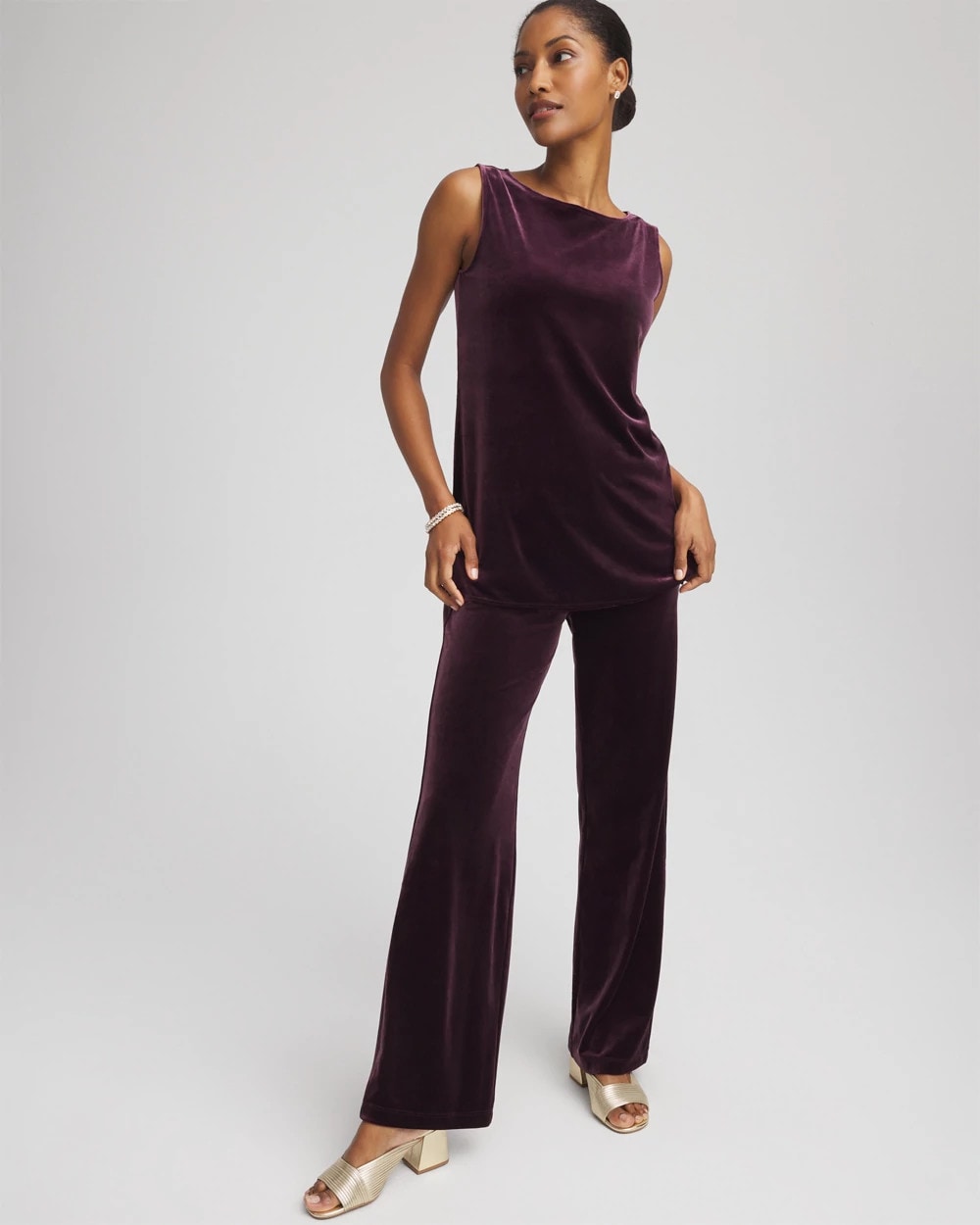 Chico's Sale Night Bloom Travelers™ Velvet Side-Slit Tank