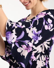 Chico's Outlet Travelers India Ink Travelers™ Amethyst Iris Flounce-Sleeve Top