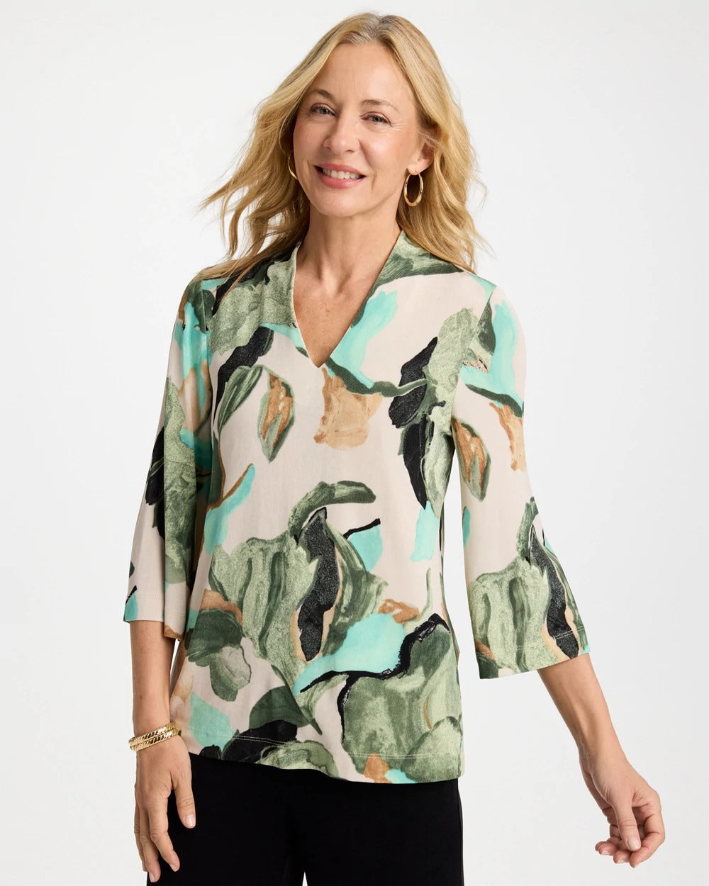 Chico's For Sale Kelp Forest Travelers™ Bloom V-Neck Kimono Top