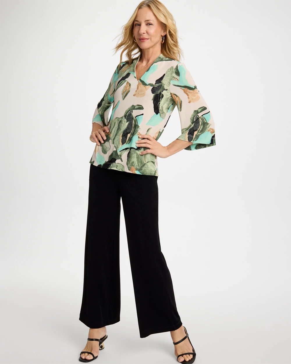 Chico's For Sale Kelp Forest Travelers™ Bloom V-Neck Kimono Top