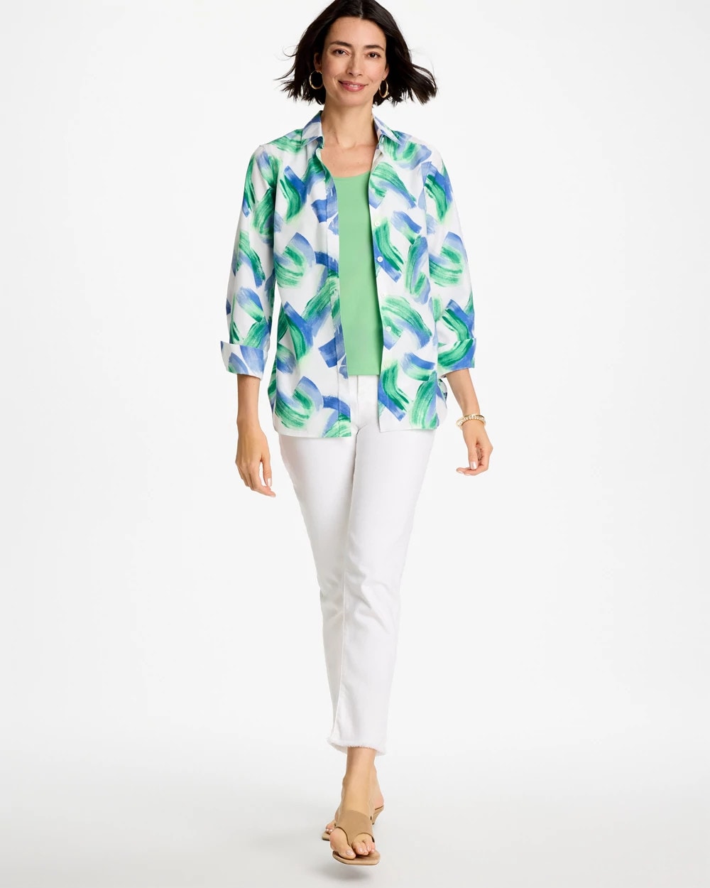 Chico's Sale Amparo Blue No Iron™ Printed Stretch Shirt