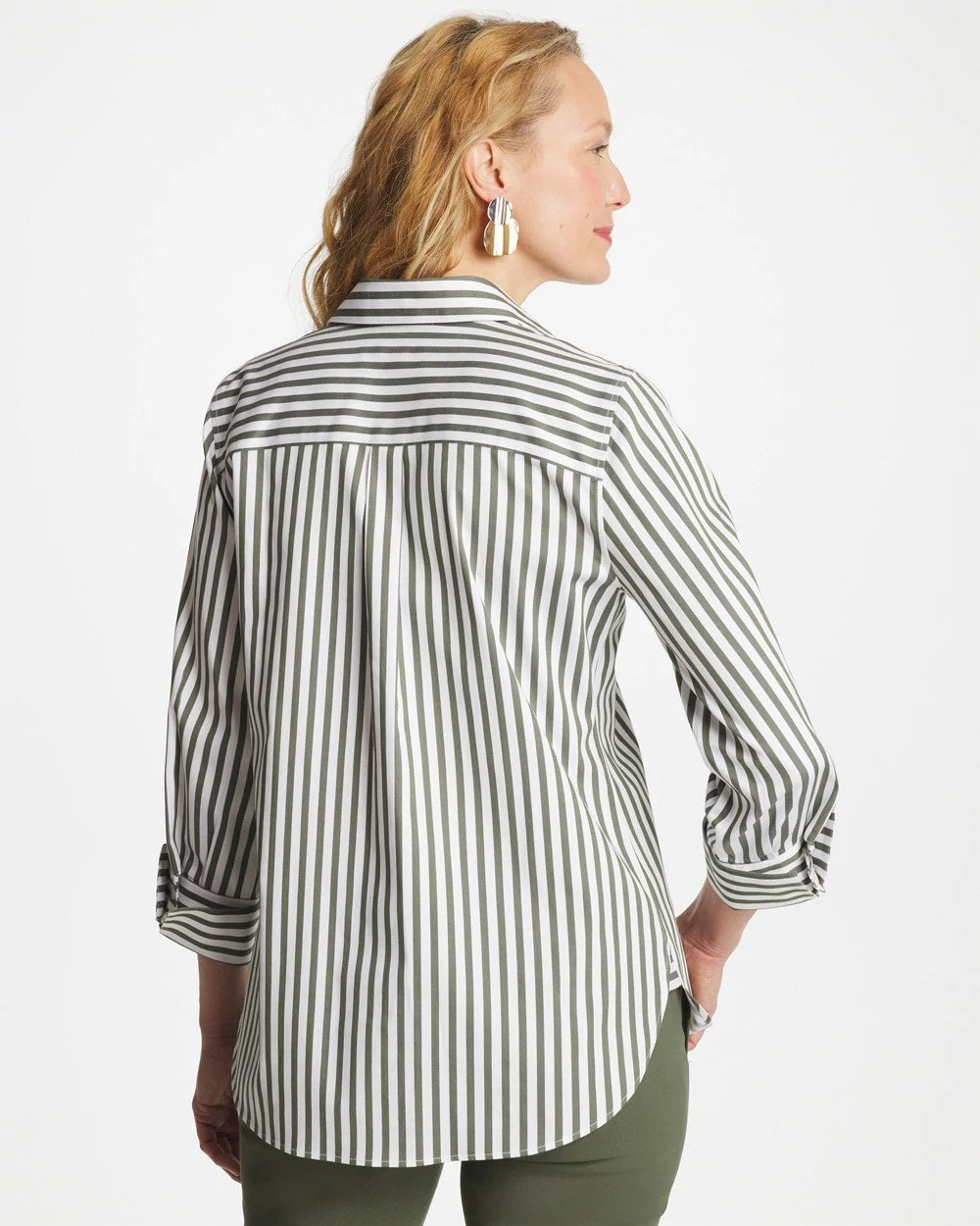 Chico's Outlet Kelp Forest No Iron™ Stretch Striped Shirt
