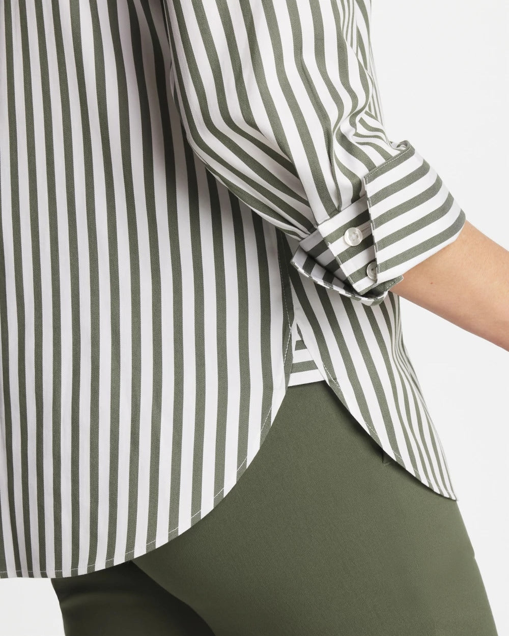 Chico's Outlet Kelp Forest No Iron™ Stretch Striped Shirt