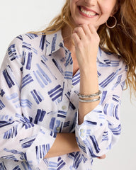 Chico's On Sale Amparo Blue No Iron™ Printed Linen Shirt