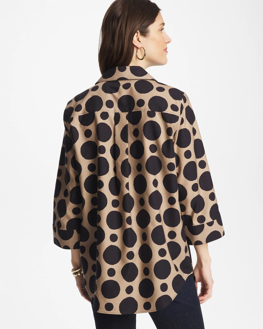 Chico's Online Cattail Brown No Iron™ Stretch Global Dots Popover Tunic
