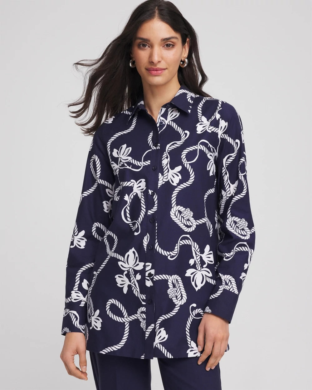 Chico's Discount Passport Blue No Iron™ Rope Print Tunic