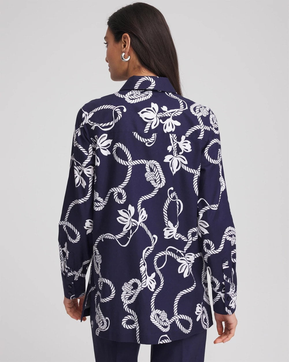Chico's Discount Passport Blue No Iron™ Rope Print Tunic