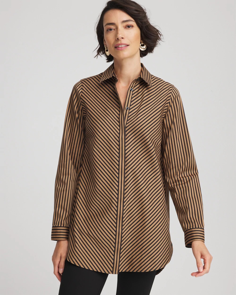Chico's On Sale Black No Iron™ Slimming Imperial Stripe Tunic