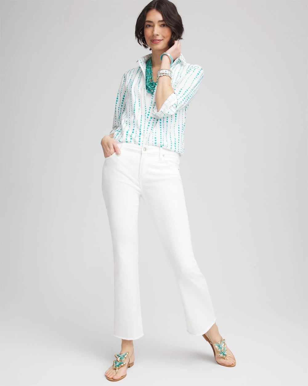 Chico's Sale Seaspray No Iron™ Sateen Bubble Print Shirt