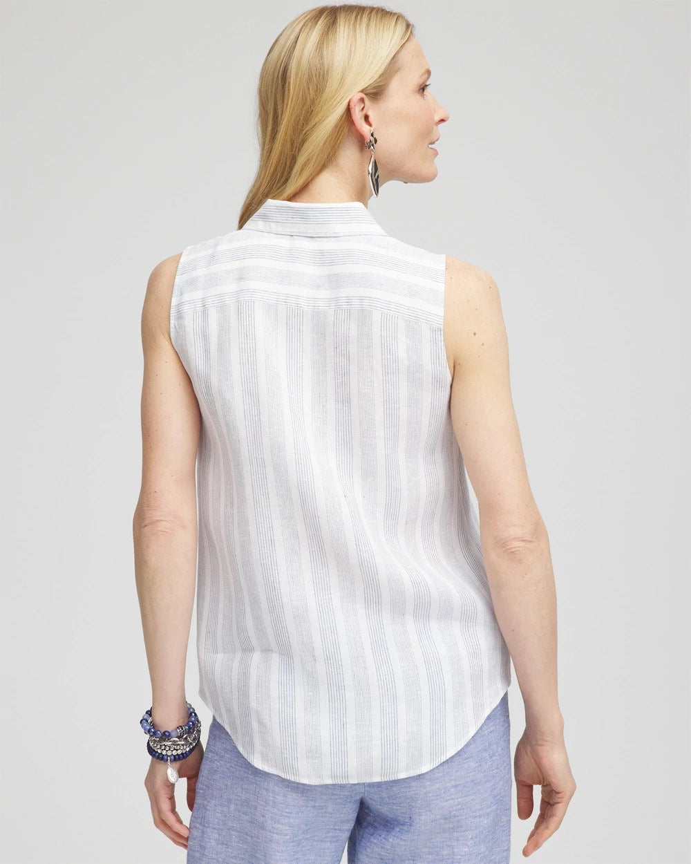 Chico's Outlet Indigo No Iron™ Linen Tie-Front Sleeveless Shirt