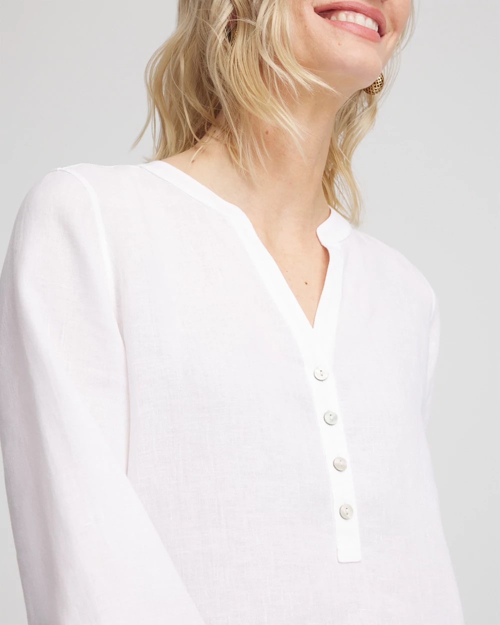 Chico's On Sale Optic White No Iron™ Linen Tunic