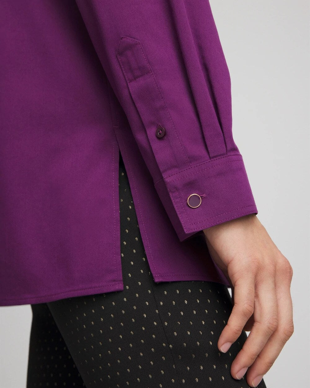 Chico's For Sale Purple Royale No Iron™ Novelty Button Tunic