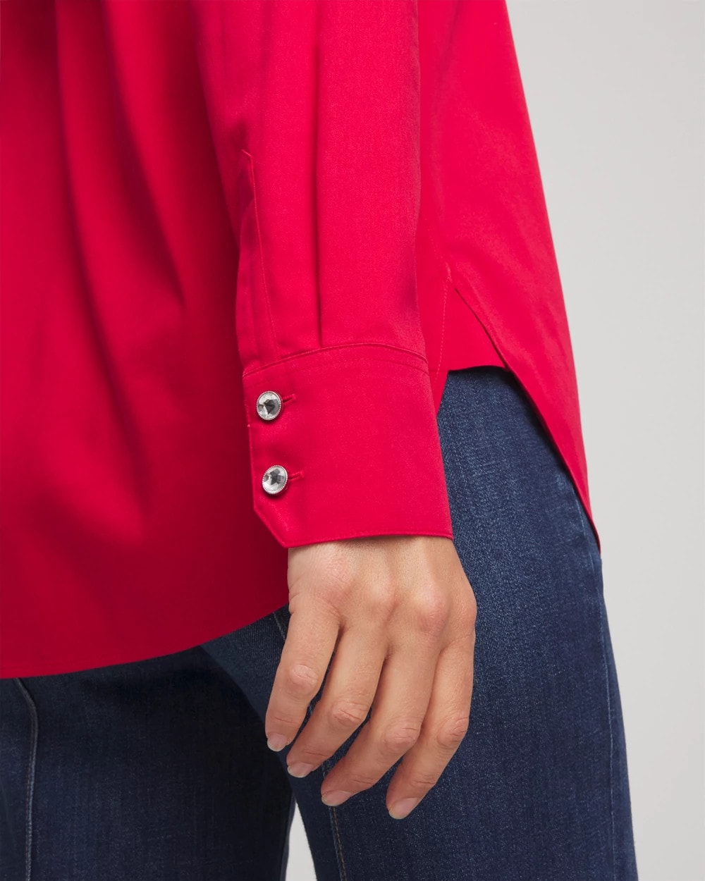 Chico's Online Carmine Red No Iron™ Rhinestone Button Shirt