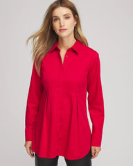 Chico's Discount Carmine Red No Iron™ Peplum Pleated Shirt