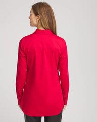Chico's Discount Carmine Red No Iron™ Peplum Pleated Shirt