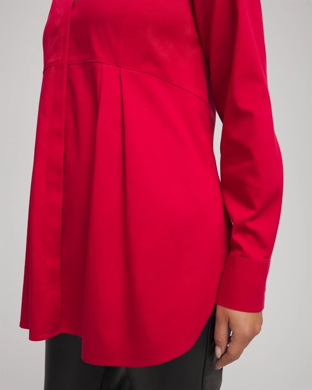 Chico's Discount Carmine Red No Iron™ Peplum Pleated Shirt