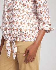 Chico's Outlet Siesta Rose No Iron™ Tie-Front Geo-Print Shirt