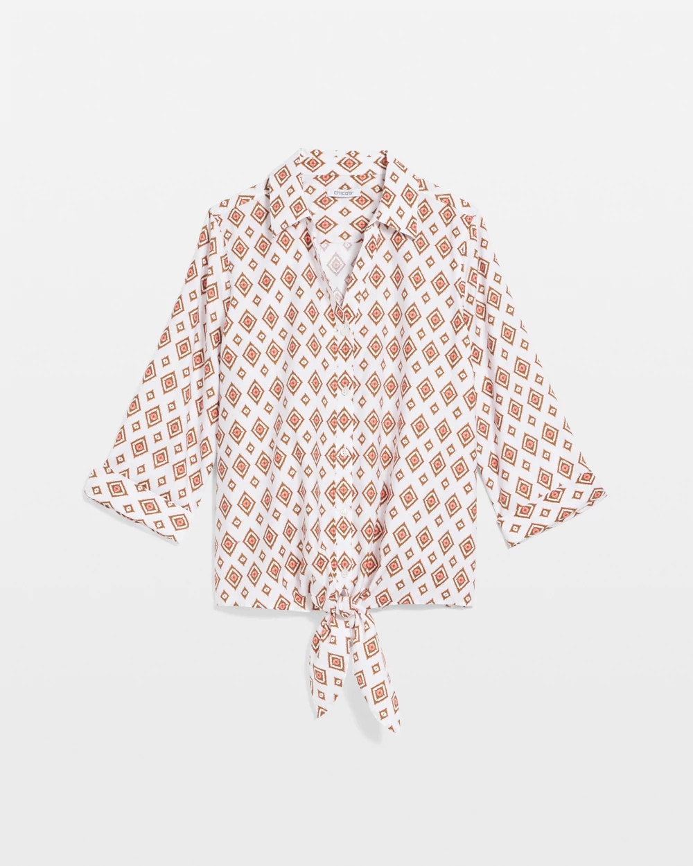Chico's Outlet Siesta Rose No Iron™ Tie-Front Geo-Print Shirt
