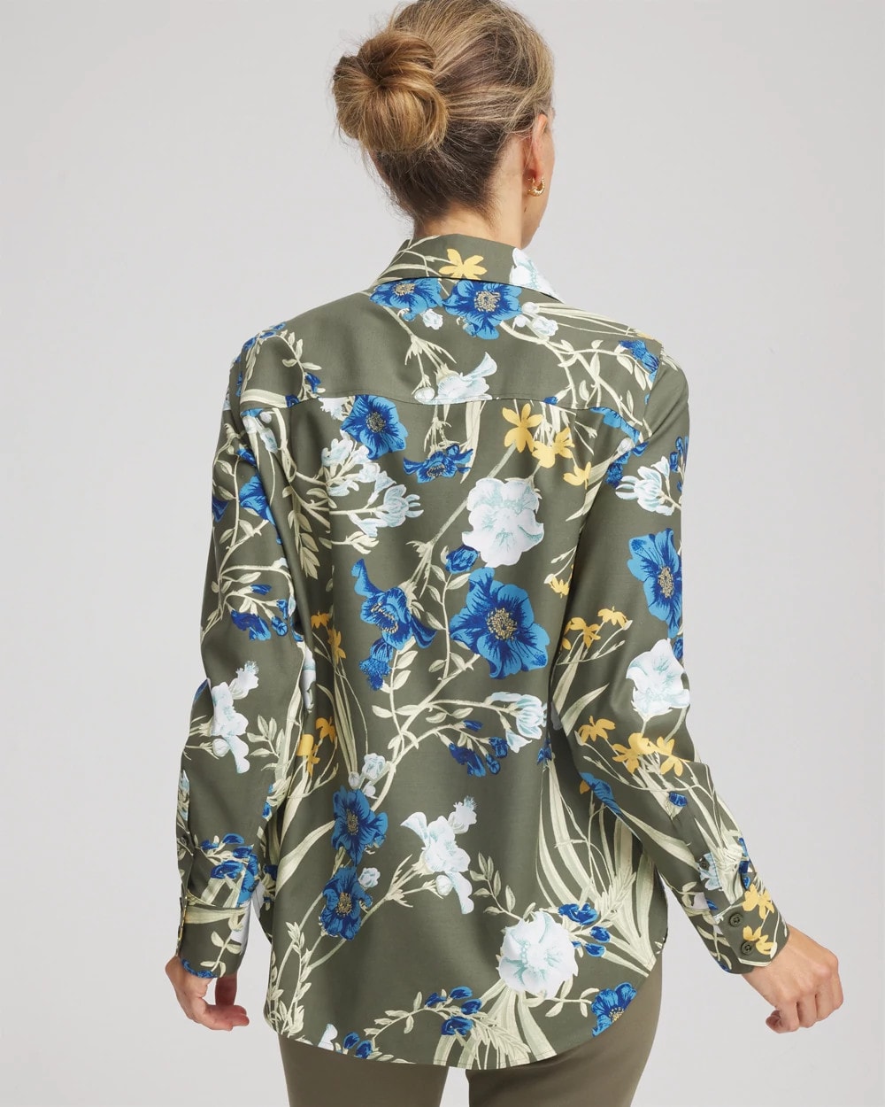 Chico's For Sale Nettle Leaf No Iron™ Printed Sateen Shirt