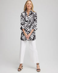 Chico's Discount Black No Iron™ Printed Palms Button Down Tunic
