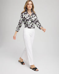 Chico's Sale Salted Lime No Iron™ Abstract Floral Shirt