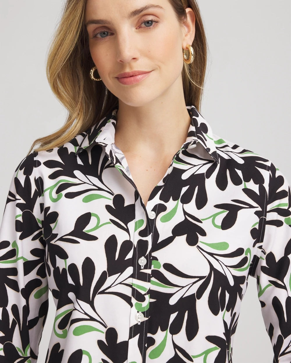 Chico's Sale Salted Lime No Iron™ Abstract Floral Shirt