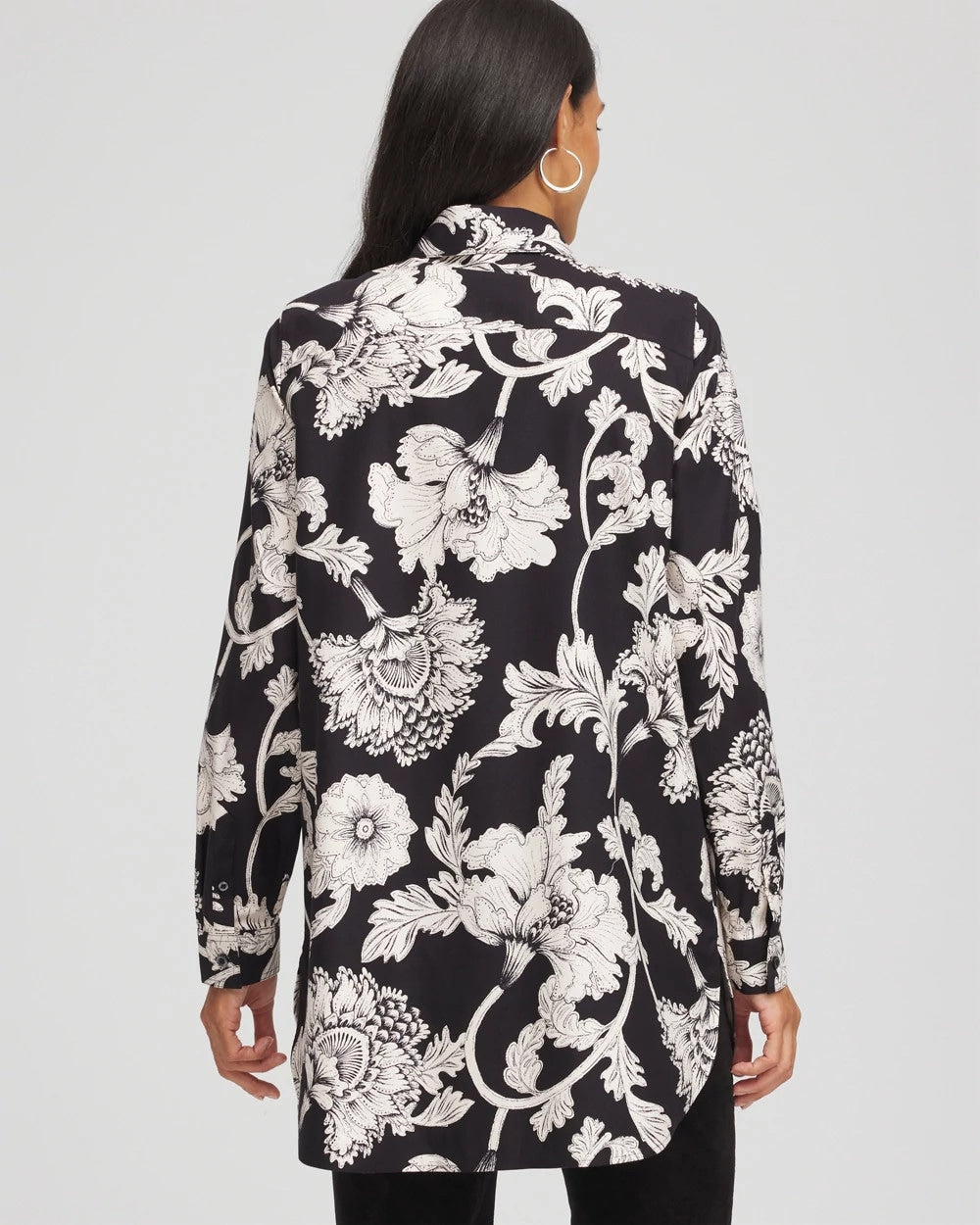 Chico's Outlet Black No Iron™ Bryne Bloom Stretch Tunic