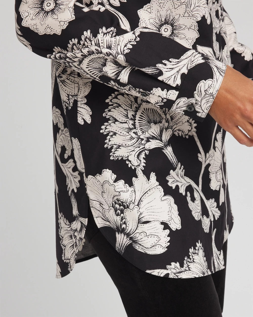 Chico's Outlet Black No Iron™ Bryne Bloom Stretch Tunic