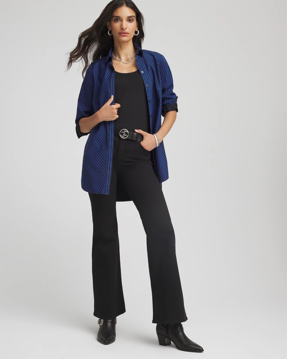 Chico's For Sale Cobalt Stone No Iron™ Slimming Striped Tunic
