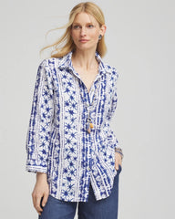 Chico's Online Rich Cobalt No Iron™ Star Print Linen Shirt