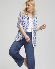 Chico's Online Rich Cobalt No Iron™ Star Print Linen Shirt