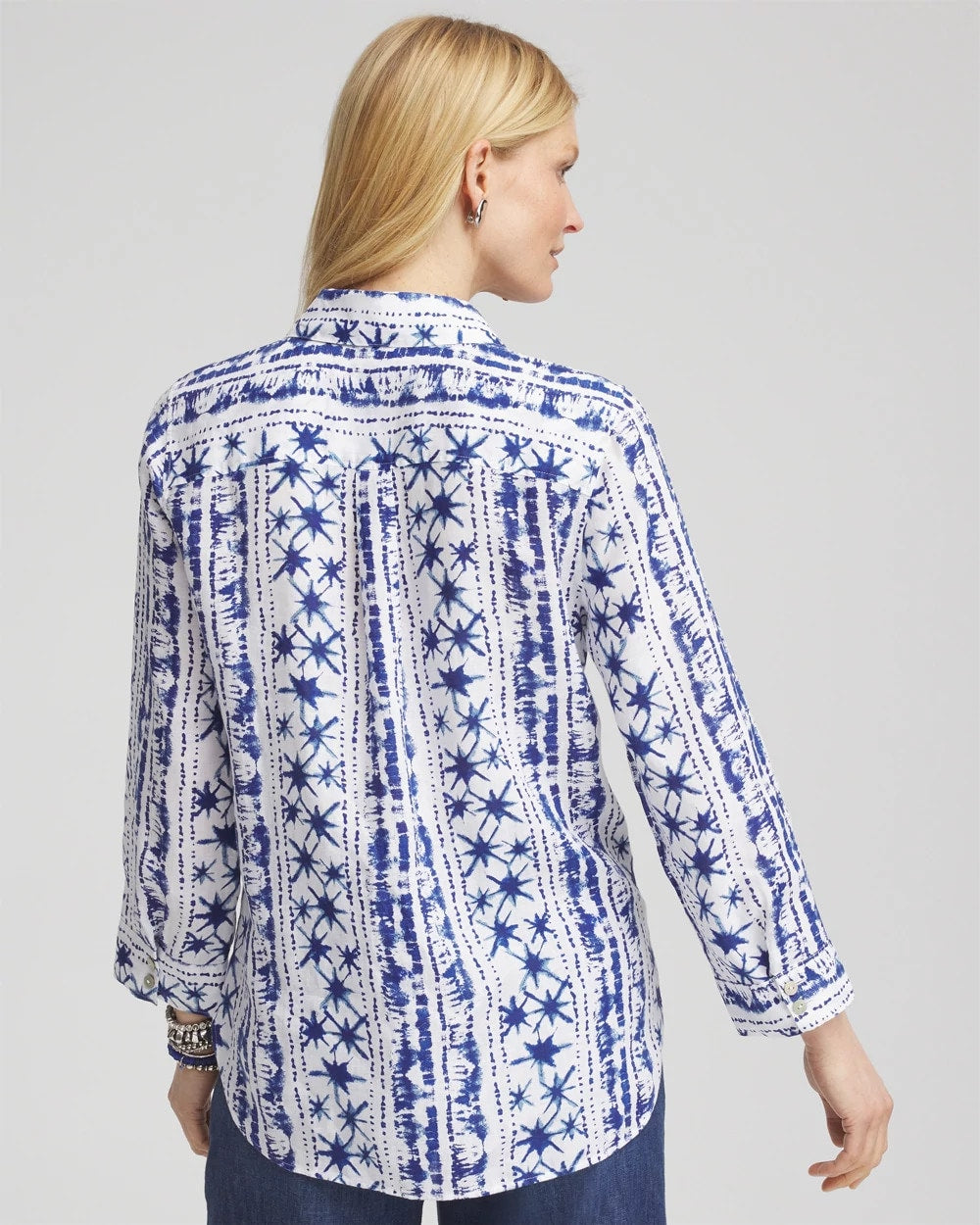 Chico's Online Rich Cobalt No Iron™ Star Print Linen Shirt