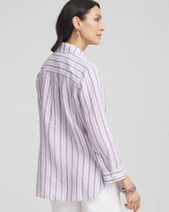 Chico's Discount Plum Shade No Iron™ Plum Striped Linen Shirt