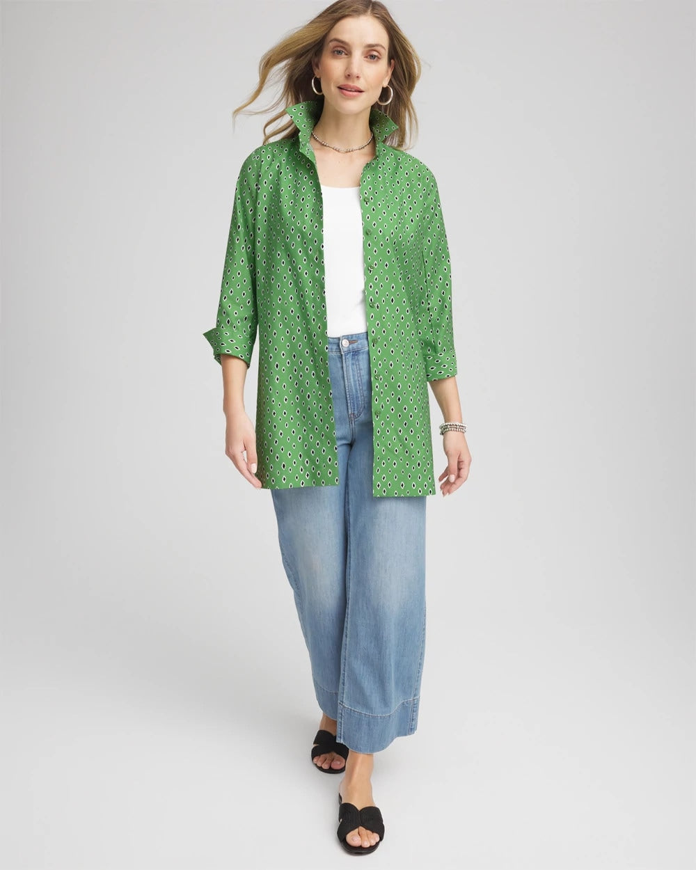 Chico's Outlet Salted Lime No Iron™ Geo-Print Tunic