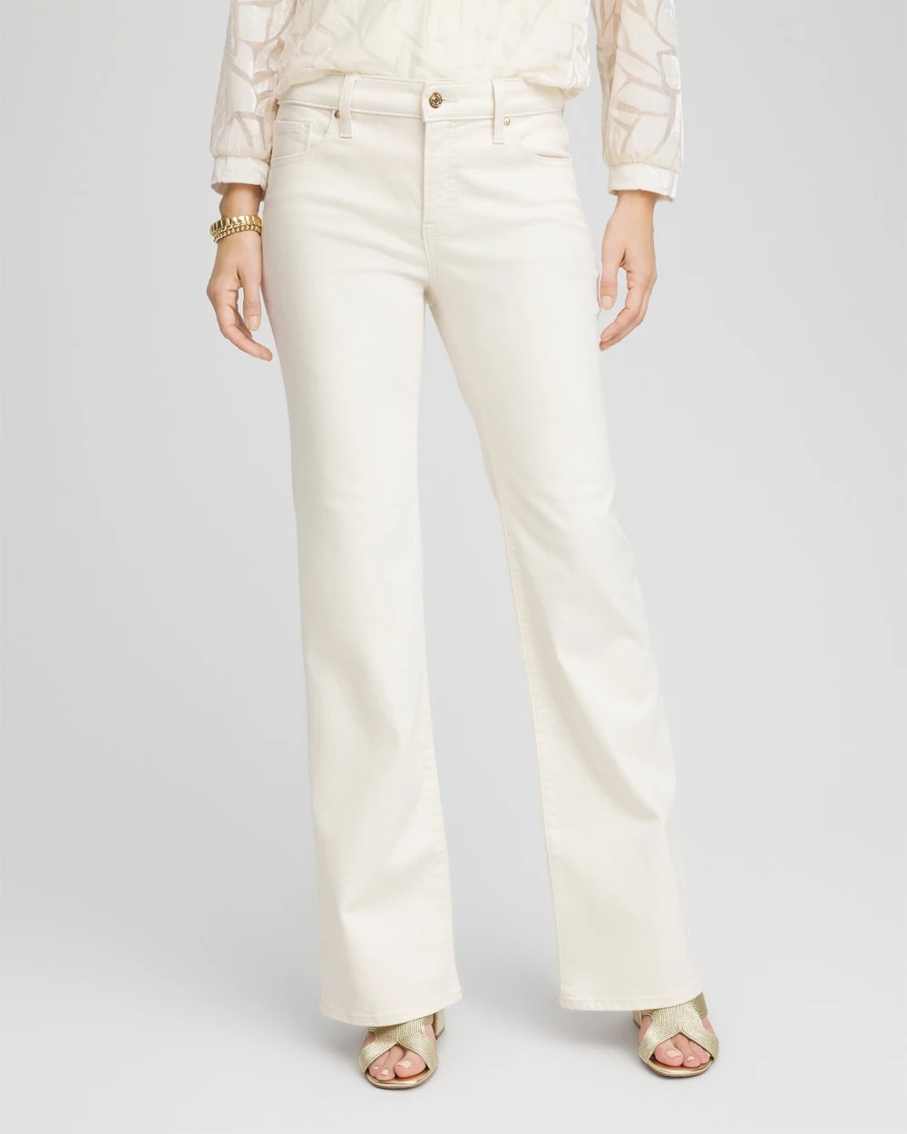 Chico's On Sale English Cream Petite Girlfriend Flared Leg Jeans