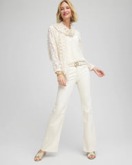 Chico's On Sale English Cream Petite Girlfriend Flared Leg Jeans