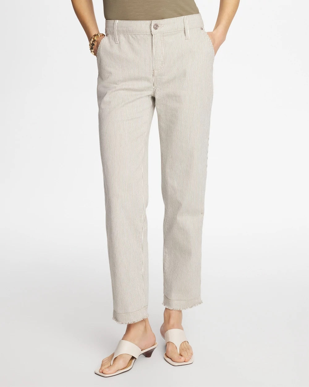 Chico's For Sale Lichen Stripe Girlfriend Straight Ankle Jeans