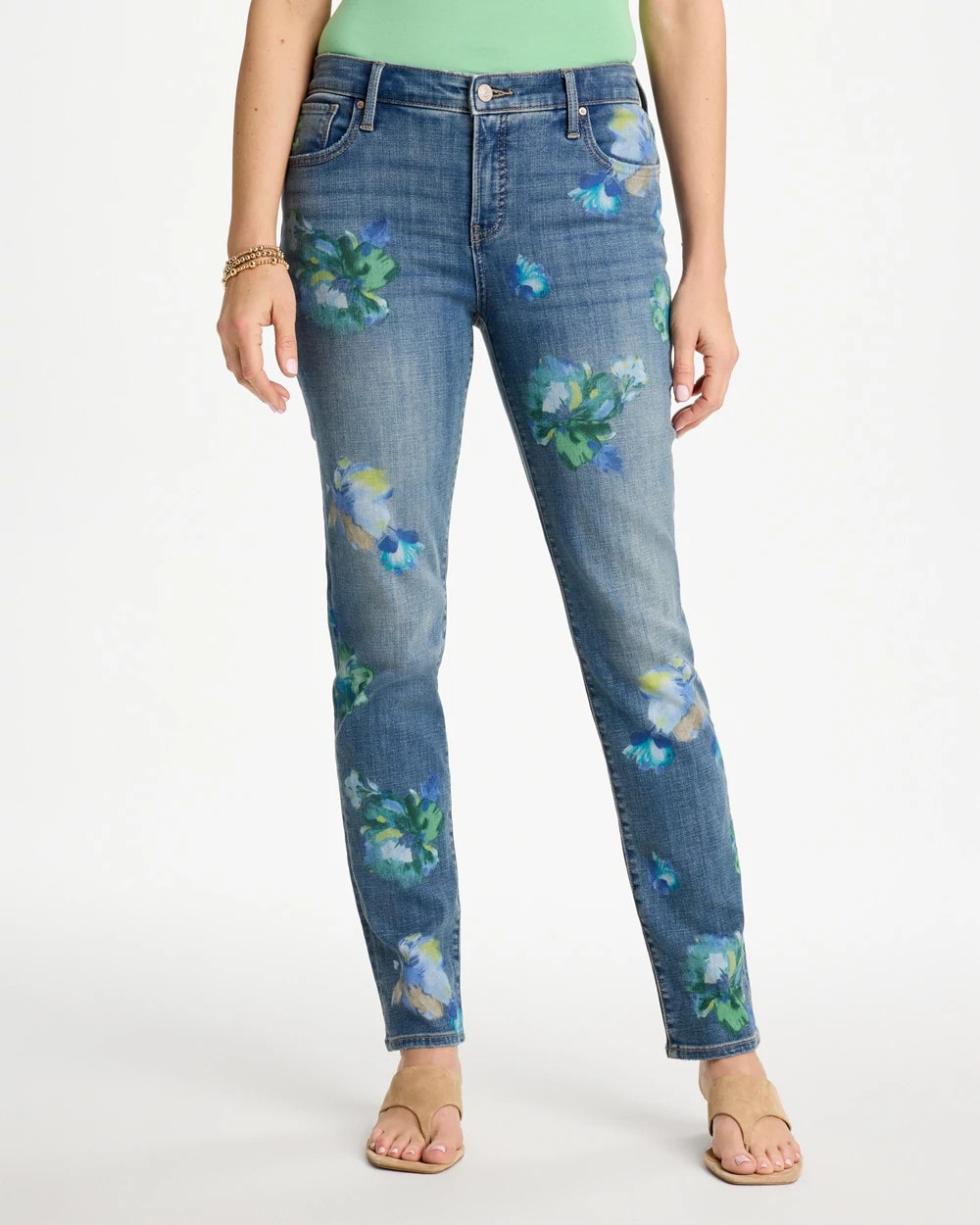 Chico's Online Meera Indigo Girlfriend Slim Floral Ankle Jeans
