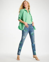 Chico's Online Meera Indigo Girlfriend Slim Floral Ankle Jeans