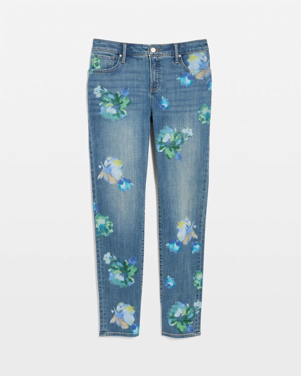 Chico's Online Meera Indigo Girlfriend Slim Floral Ankle Jeans
