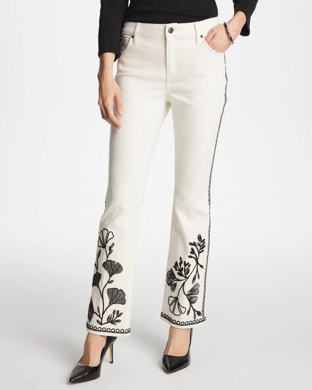 Chico's On Sale Sea Salt Ginkgo Girlfriend Cropped Flared Jeans