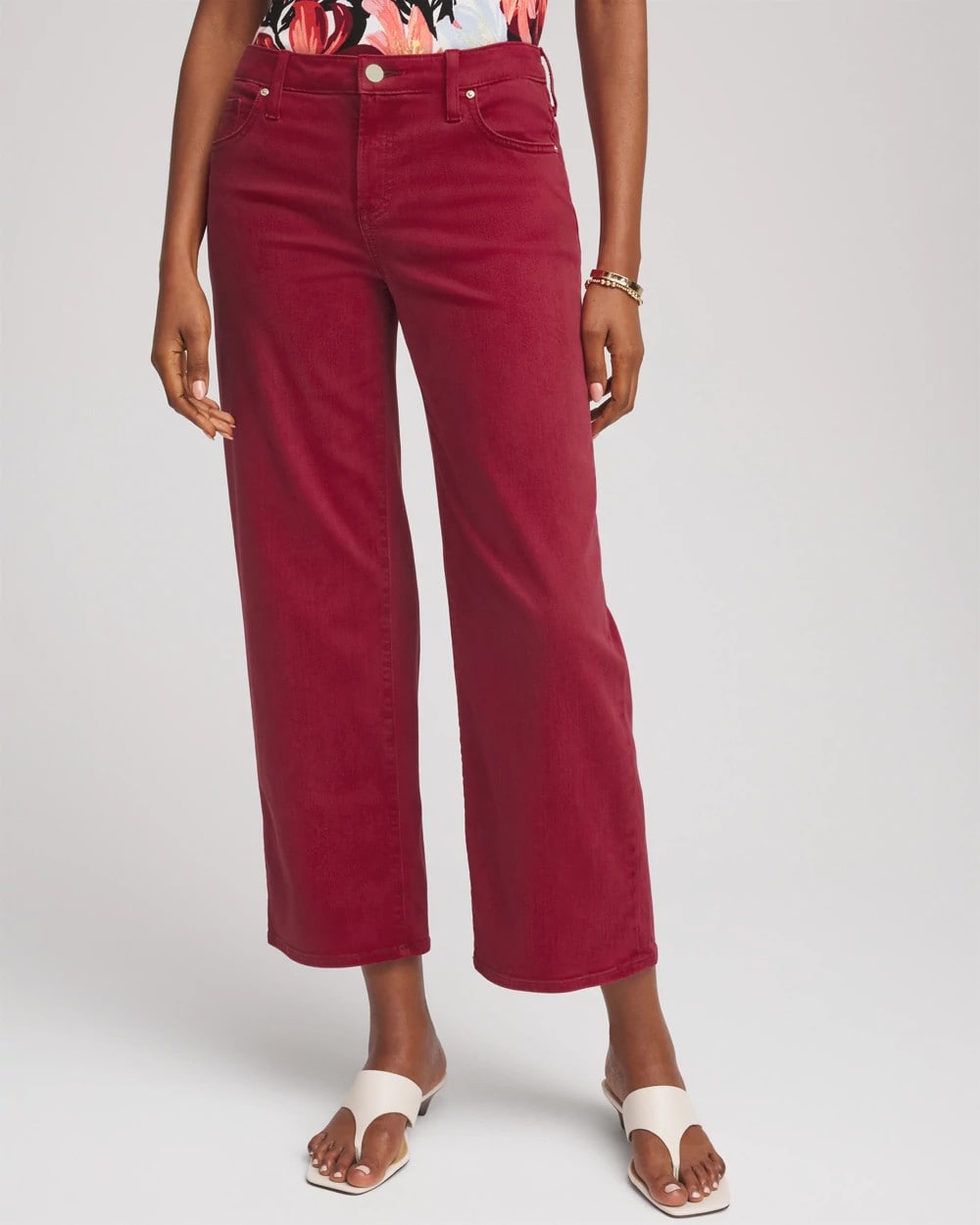 Chico's Online Russet Red Girlfriend Wide-Leg Crop Jean